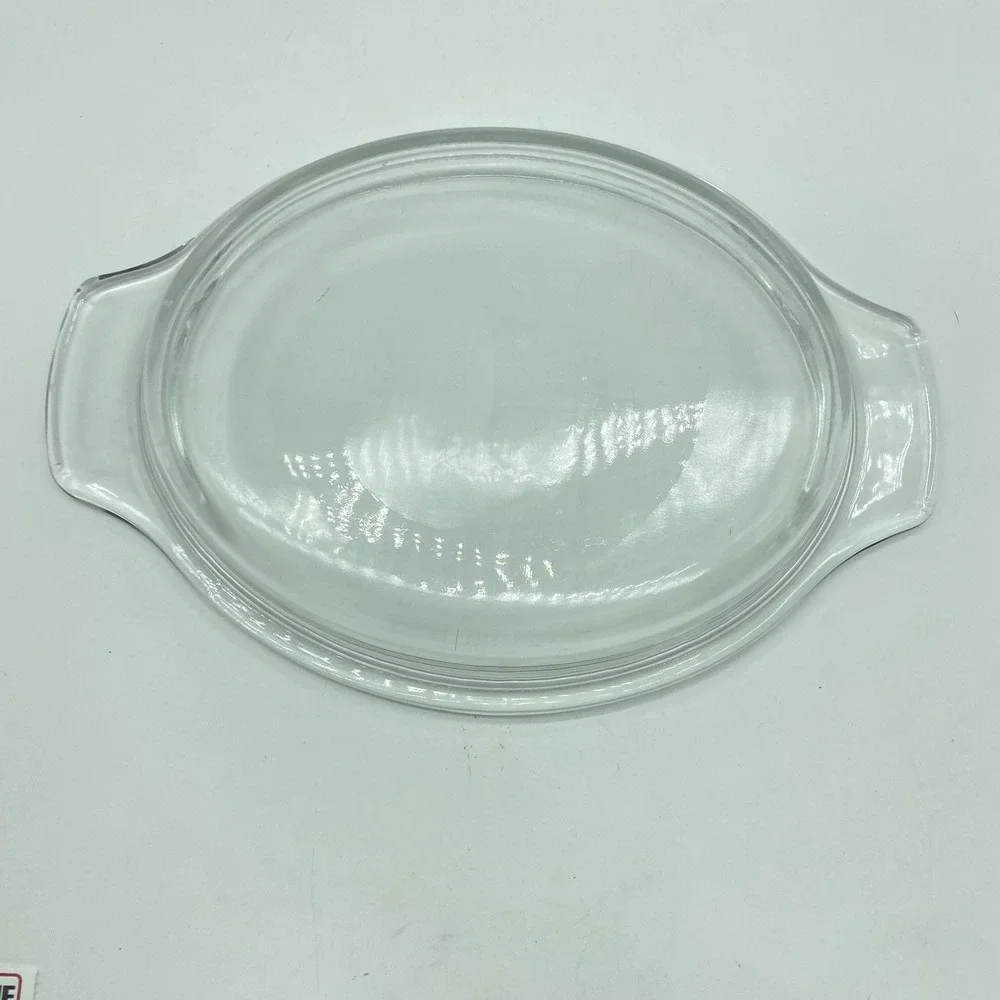 Clear Glass Oval Casserole Lid Vintage Replacement Baking Dish Cover Retro